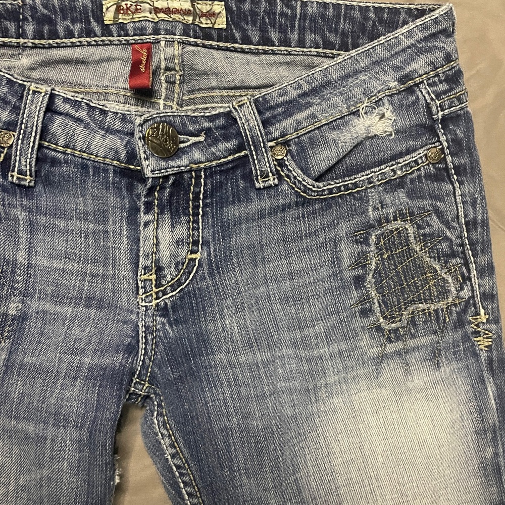 Women's Blue Distressed Jeans - Picture 2 of 5
